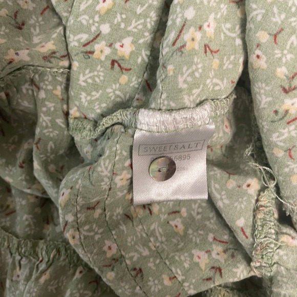 Sweet Salt Sage Green Ditsy Floral Tiered Midi Dress Size 18 Short Sleeve Pocket - Picture 8 of 8